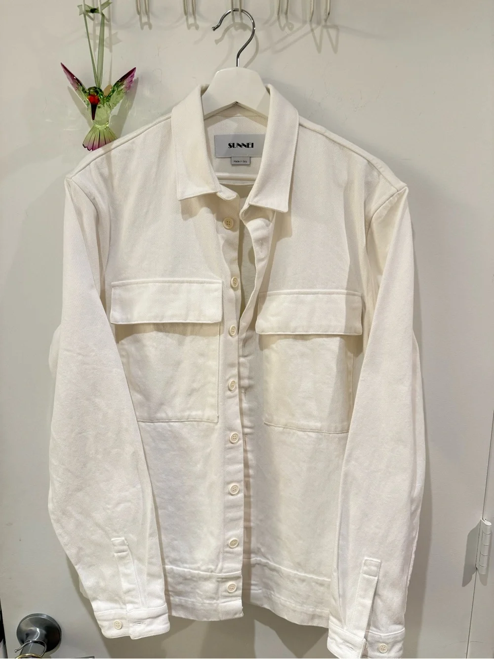 SUNNEI Men's Cream Lightweight Shirt Jacket